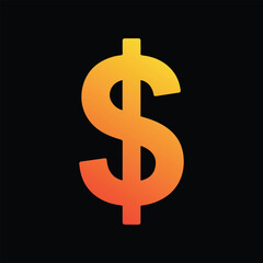 Obraz premium Golden color dollar sign isolated on black