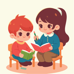 cute logo children  learn cartoon design