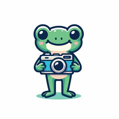 cute frog logo design cartoon illustration