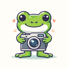 cute frog logo design cartoon illustration
