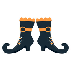Illustration of Scary Halloween Witch Legs. Vector Element in Cartoon Design.