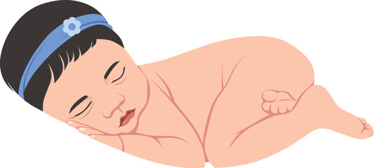 Cute baby sleeping with blue headband