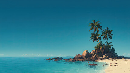 small island with palm trees surrounded by clear blue ocean
