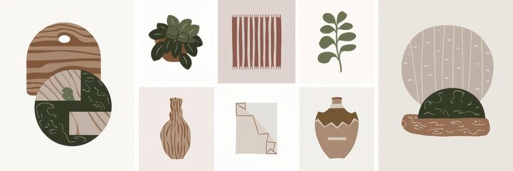 Abstract Home Decor Collage: Earthy Tones and Natural Textures