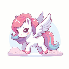 cute unicorn logo design colorful vector