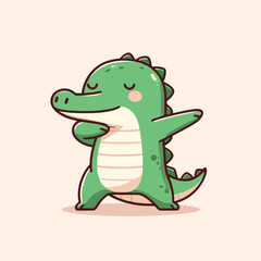 cute logo crocodile dance design cartoon