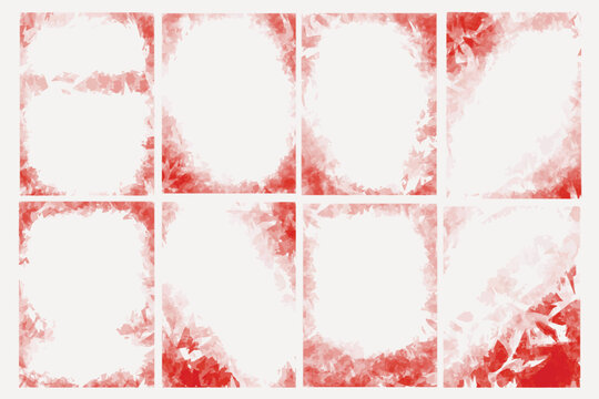 Frame Red watercolor wet wash splash invitation card background template collection