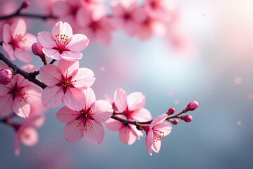 Obraz premium Delicate pink sakura blossoms, cascading branches , pattern, pastel