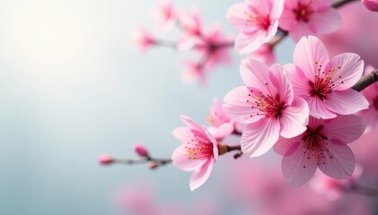 Fototapeta premium Delicate pink sakura blossoms, full bloom, intricate pattern, illustration, japanese