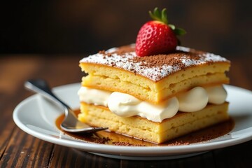 Classic Italian dessert, layered coffee-soaked ladyfingers and mascarpone cream , indulgence, overhead shot, coffee beans