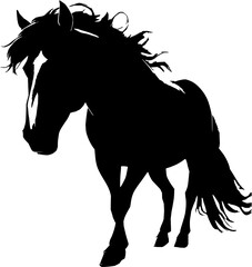 A striking black-and-white silhouette of a horse, capturing the essence of elegance and freedom