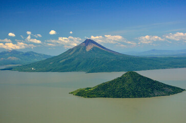 Aerial View of Momotombo Volcano and Momotombito in Nicaragua