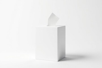 A single ballot box, pristine white, isolated against a white background , politics, ballot, government
