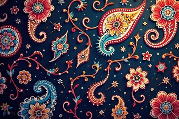 Fluid paisley motif, continuous and interconnected, creates a sophisticated backdrop , abstract, background
