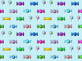 キャンディーのシームレスパターン　E-2'