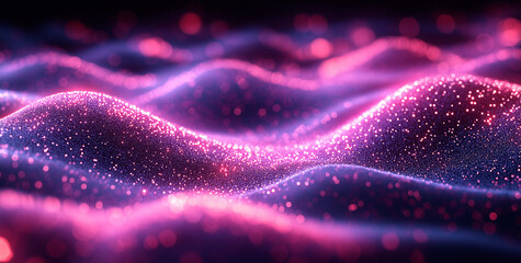 Abstract dark background with colorful light lines and dots representing data flow