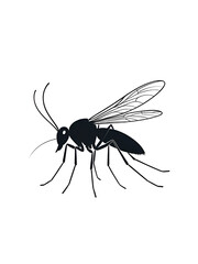 Cartoon mosquito isolated on white background, Mosquito silhouette icon