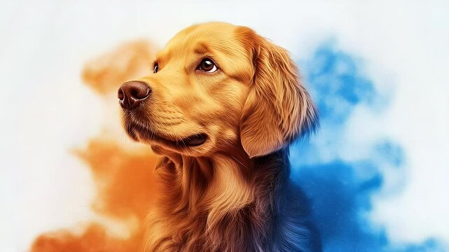 Golden Retriever portrait, detailed illustration