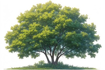 Obraz premium Lush, green deciduous tree on a white background