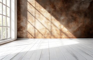 Minimal old-room setup with concrete and wooden floor

