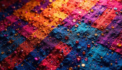 Fototapeta premium Intricate geometric textile with vibrant colors , wallpaper, vibrant