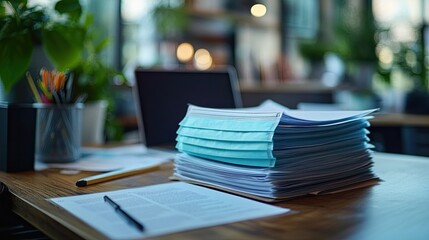 Close up printed guide for post-pandemic return-to-office procedures, representing workplace adaptation, health policies, and safety protocols  