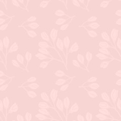Seamless pattern petal flower silhouette in pink blush background. Flower rosebud mist repeat pattern background motif fabric texture.