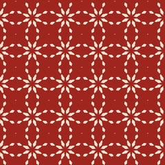 Seamless red and white geometric floral pattern design