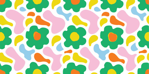 Fototapeta premium Colorful Abstract Floral Pattern Vector | Vibrant Geometric Shapes in Symmetrical Design