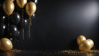 Golden ballon with black background