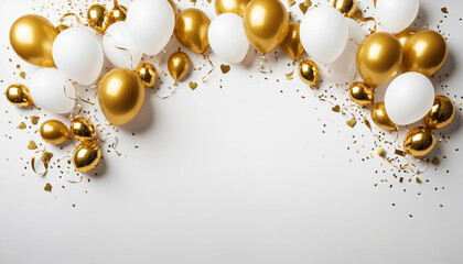 White and gold balloon with white background