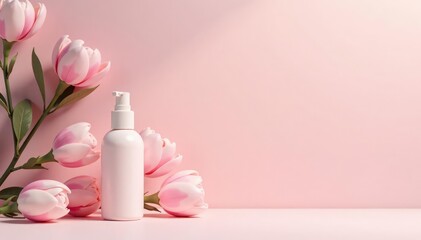 Clean, minimalist white backdrop for beauty product display, clean, perfect