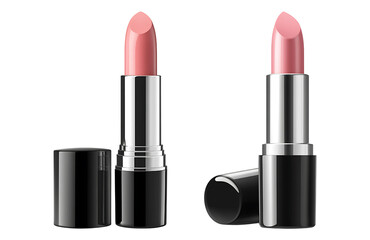 Elegant pink lipstick isolated on transparent background.