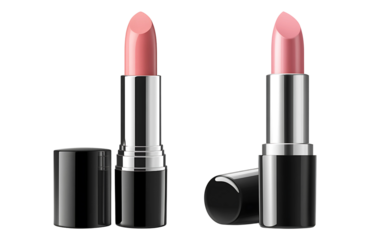 Elegant pink lipstick isolated on transparent background.