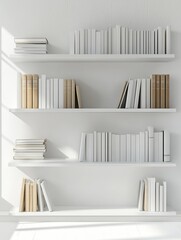 Minimalist 3D Render of a Modern Office Bookshelf with Folders – Clean and Professional Composition