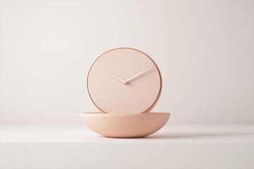 3D Render of Alarm Clock with Snooze Button Showing Late for Work - Minimalist Design on White Background