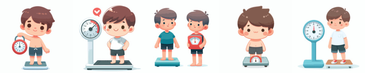 vector set kids weigh yourself