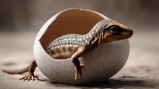 Baby Gecko Hatching: A tiny gecko emerges from its eggshell, showcasing the delicate beauty of new life.