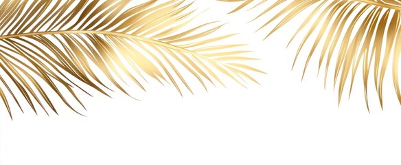 Fototapeta premium Golden palm fronds on a white background.