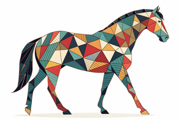 Obraz premium Horse in geometric pattern style illustration