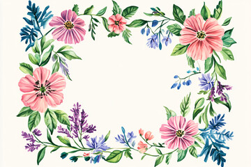 Floral Watercolor Frame Background Elegant Design