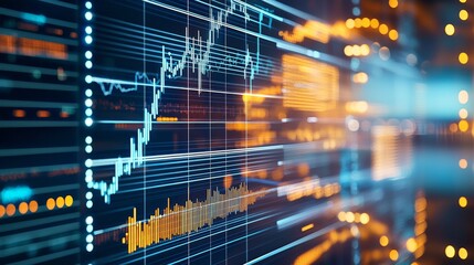 Fototapeta premium Modern interpretation of stock market analysis through abstract graphics.