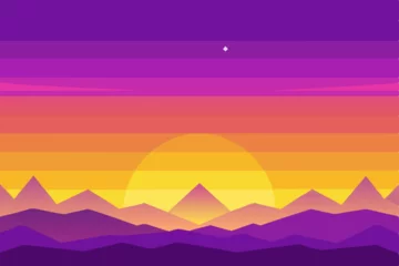 Fototapete Rund vector illustration of a mountain landscape © Falguni