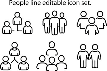People line editable icon set. Containing group, family, human, team, community, friends, population and more. Vector illustration
