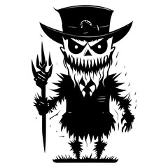 Spooky Villain in Black and White Silhouette