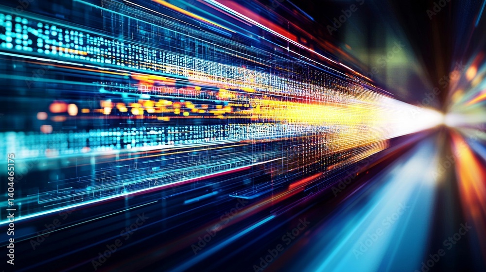 Wall mural abstract depiction of rapid technology flow showcasing speed and efficiency.