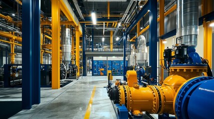 Fototapeta premium Interior view of an industrial power plant showcasing essential equipment.