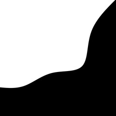 Contemporary abstract black silhouette with a smooth, organic curve. A useful graphic resource for backgrounds and creative overlays.