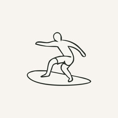 vector illustration of surfing elements in one line style
