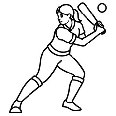 Girl in Sportswear Playing Cricket on the Field